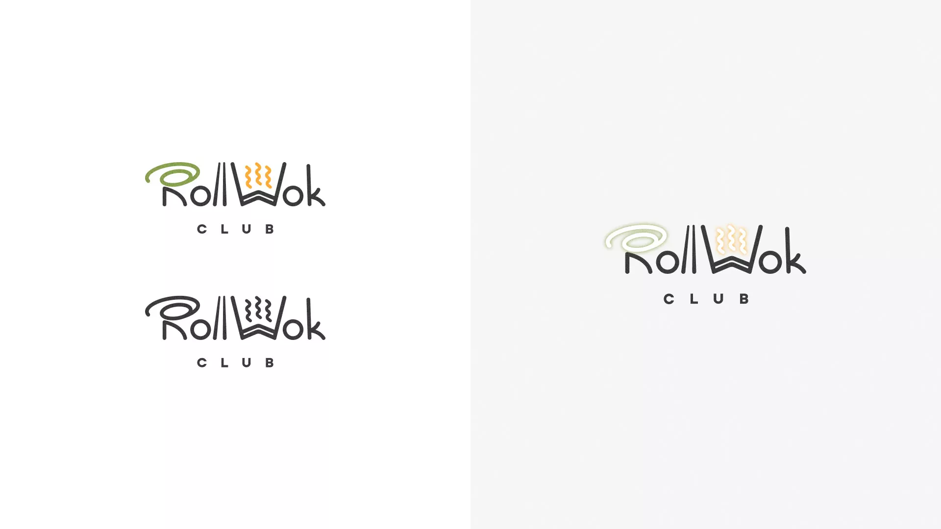 Разработка логотипа и фирменного стиля суши-бара «Roll Wok Club» в Тайге